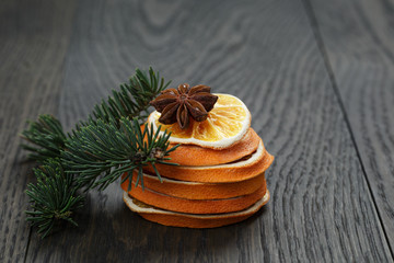 dried orange spruce twig and anise
