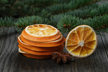 dried orange slices with anise star
