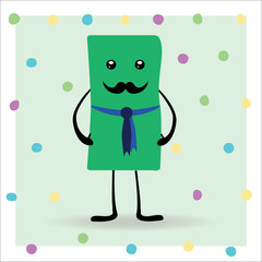 Christmas pack with mustache standing on a dots green background