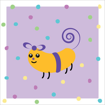 Cartoon Animated Gift Smiling On A Violet Dots Background