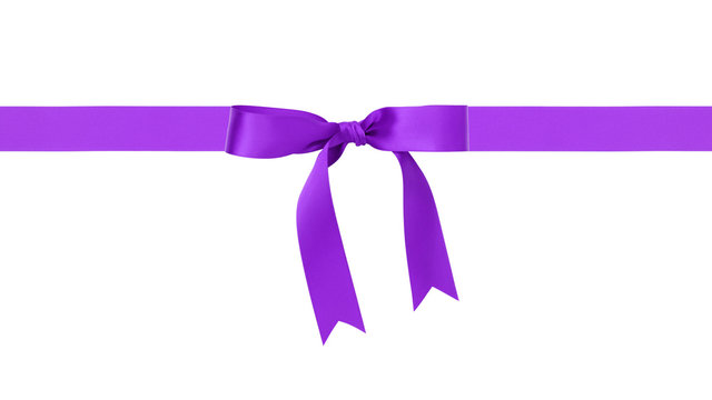 Purple Thin Ribbon With Bow Composition, Isolated On White Stock Photo,  Picture and Royalty Free Image. Image 31539003.