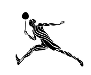 Creative silhouette of a badminton player