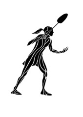 Creative silhouette of female badminton player