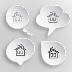 Home. White flat vector buttons on gray background.