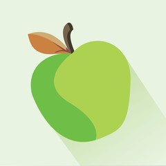 green apple with the orange leaf. long shadow