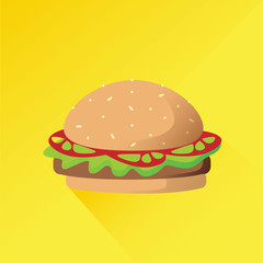 Hamburger with beef, tomatoes and lettuce