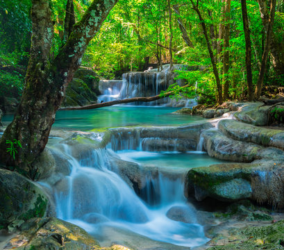 Beautiful waterfall in tropical forest © calcassa