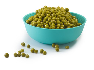 Isolated image of bowl with peas on a white background