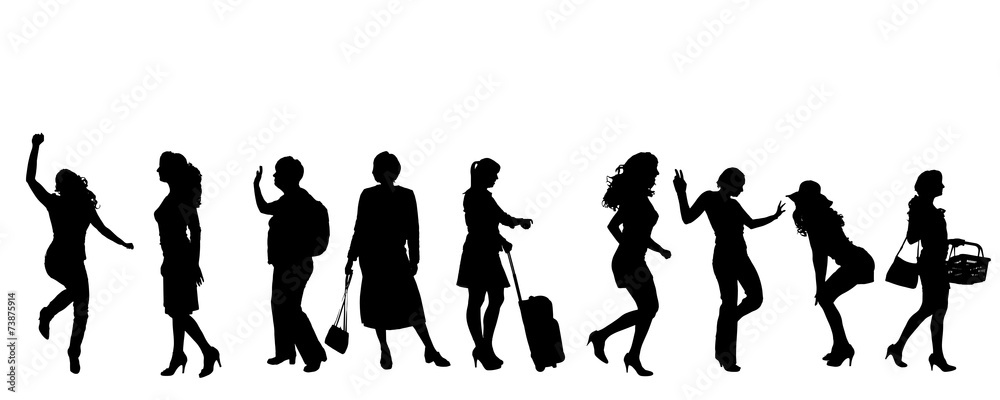 Sticker Vector silhouettes of women.