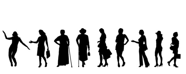 Vector silhouettes of women.