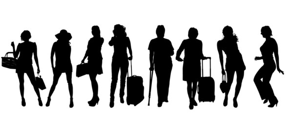 Vector silhouettes of women.