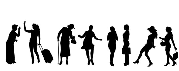 Vector silhouettes of women.