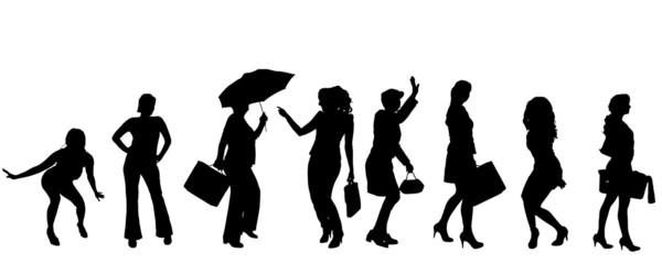 Vector silhouettes of women.
