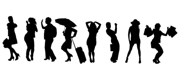 Vector silhouettes of women.