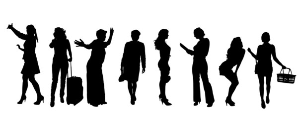 Vector silhouettes of women.