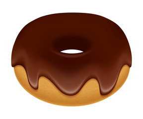 Sweet donut with chocolate frosting.
