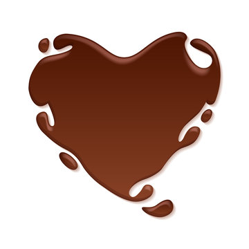 Chocolate heart splash. Sweet background.