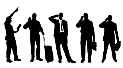Vector silhouettes of different men.
