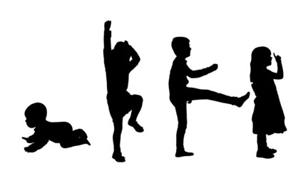 Vector silhouette of children.