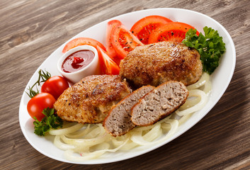 Fried chops and vegetable salad