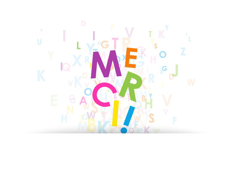 "MERCI" (carte message remerciements joie lettres)