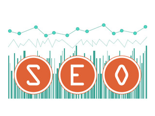 Vector illustration concept of SEO word on graph background