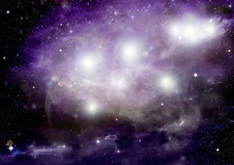 Stars of a planet and galaxy in a free space