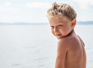 Little boy sea portrait
