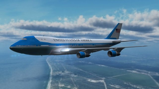 Airplane Boing Air Force One in fly - close up