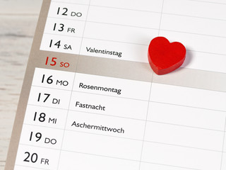 Valentinstag - Kalender - Februar - besonderer Tag - Liebe