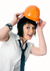 Funny girl in helmet