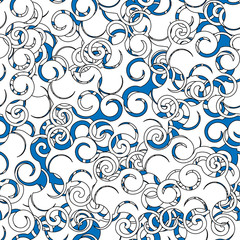 White abstract seamless pattern with swirls