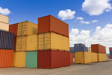 Fototapeta premium stacks of colorful cargo containers