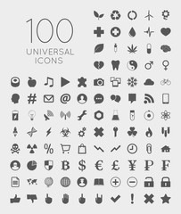 Set of 100 universal icons of business, science, health, securit