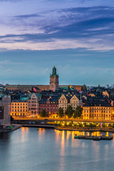 Fototapeta premium Scenic summer night panorama of Stockholm, Sweden