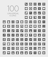 Set of 100 universal icons of business, science, health, securit