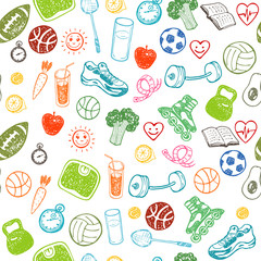 Healthy Lifestyle seamless pattern