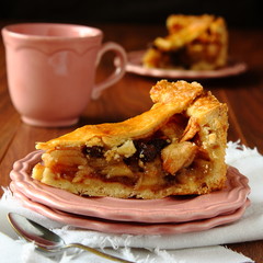 Slice of homemade dutch apple cake, appeltaart