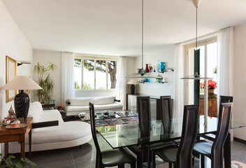 living room with dining table