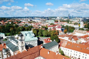 Fototapeta premium Vilnius city aerial view from Vilnius University tower