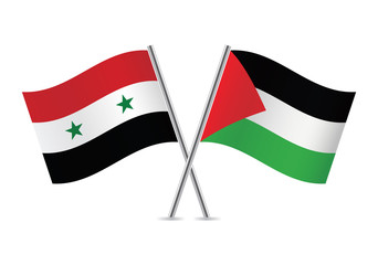Syrian and Palestinian flags. Vector illustration.