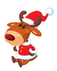 deer Santa sits