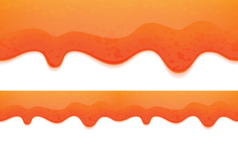 Drips of orange jam. Seamless horizontal border.