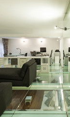 Interior, wide loft, studio