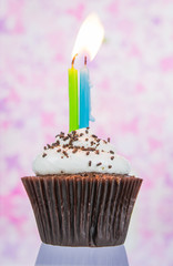 Birthday cupcake with candle