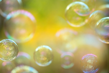 Defocused soap bubbles background