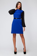 Beautiful woman on light grey background