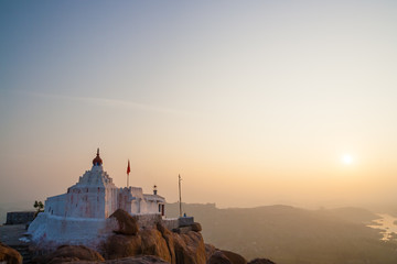 Fototapeta na wymiar Monkey temple at sunrise hampi india
