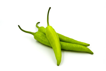Green chili pepper isolated on a white background