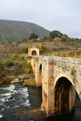 Fototapeta na wymiar ermita y puente romanico en pesquera de ebro